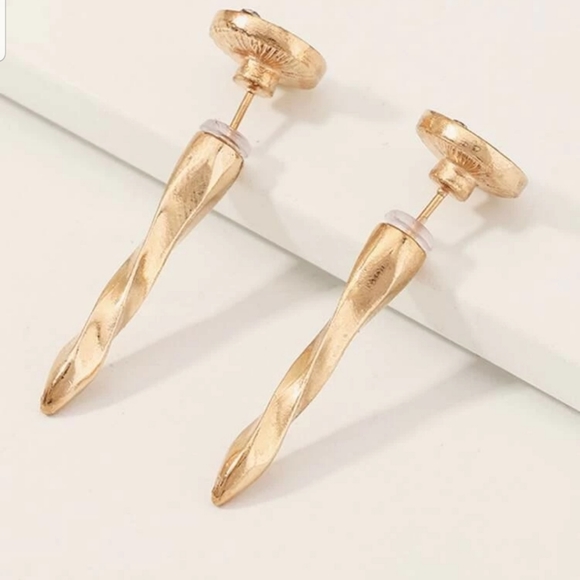 ◇Renda◇ Rhinestone Screw Shape Earrings - Picture 2 of 3